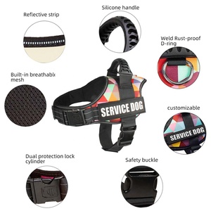 工場直販カスタム 反射ナイロン 調節可能 高耐久 犬用ハーネス 引っ張り防止 ペットハーネスベスト 屋外用ネームパッチ付き - Product Image 2