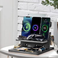 Base de Carga para Teléfono de Bambú, 10W PD QC4.0, Organizador de Escritorio para Teléfonos Celulares, Auriculares, Relojes, Tabletas, OEM/ODM