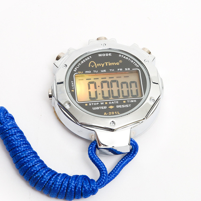 Electronic Metal Shell 2 Laps Waterproof Colorful Light Professional Stopwatch Sports Timer Digital LED Training Countdown Alarm