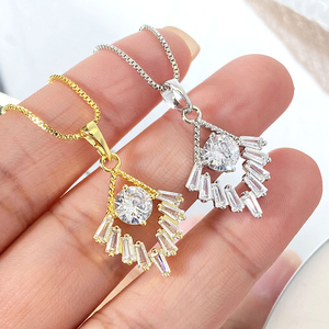 Foxi, модное ожерелье, медное ожерелье с подвеской, 18 карат, золото, инкрустированное цирконом, оптовая продажа, 18 карат позолоченные женские украшения - Product Image 4