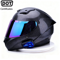 Casques de moto intégraux intelligents en fibre de carbone de haute qualité avec Bluetooth pour la course, vente en gros OEM