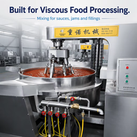 Machine de cuisson automatique au gaz avec contrôle PLC pour la transformation de la viande à domicile, construction en acier inoxydable, 3 mélangeurs