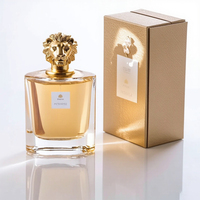 Bouteille de Parfum en Verre Unique de Luxe Vide 30 ml 50 ml 100 ml avec Bouchon en Métal Doré Forme Lion pour Spray de Fragrance