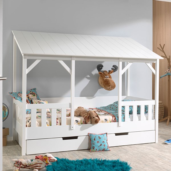 Muebles de dormitorio para niños, cama de madera, casa