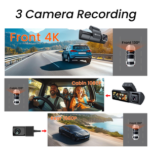 Dashcam <span class=keywords><strong>3</strong></span> camera phía trước 4K + nội thất tầm nhìn ban đêm 1080P + Phía sau 1080P <span class=keywords><strong>3</strong></span> kênh tự động xe máy ảnh <span class=keywords><strong>3</strong></span>.2 "IPS màn hình Wifi ứng dụng điều khiển - Product Image 2