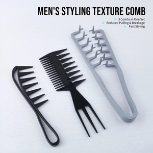 Kit de 3 peignes professionnels pour hommes pour barbier, peignes texturés en ABS pour coiffure, peignes à dents larges pour <span class=keywords><strong>cheveux</strong></span> <span class=keywords><strong>bouclés</strong></span> - Product Image 5