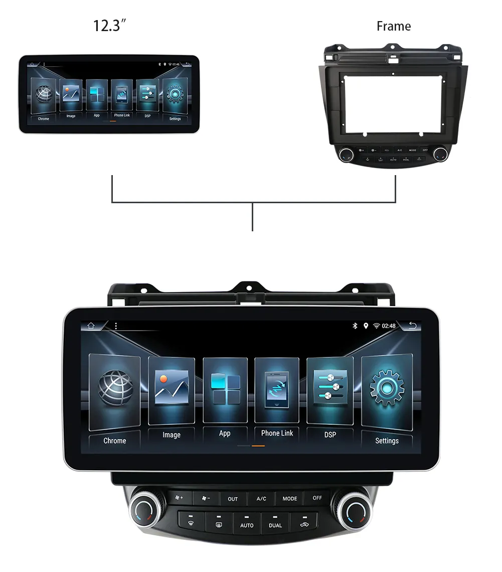 12,3 Zoll horizontaler Bildschirm Android12 Touchscreen GPS Auto Electronics MP3 MP5 2din Radio Auto DVD-Player für Honda Accord 2007