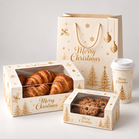 Boîte à dessert de Noël en feuille d'or blanc, personnalisée avec fenêtre, pour biscuits, pâtisseries, gâteaux, cupcakes, cadeau de fête, vente en gros