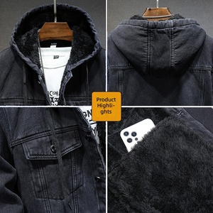 Nueva Chaqueta de Invierno para Hombre, Ajustada, Gruesa y Cálida, con Forro de Piel Sintética, Estilo Denim, con Capucha Integrada, para Hombres Jóvenes - Product Image 4