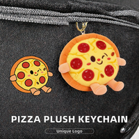 Porte-clés en peluche pizza personnalisé en coton PP, jouet mignon pour enfants, simulation de nourriture, pendentif mascotte de restaurant, logo OEM ODM pour enfants