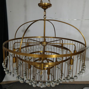 Lustre moderne rond en laiton et verre, cascade multi-niveaux, pour salon de luxe, plafond haut, hall d'hôtel, luminaire suspendu - Product Image 3