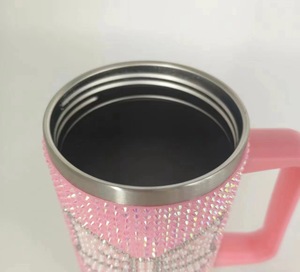 40oz Luxury Custom Colors Rhinestone Stud American Flag Stainless Steel Shiny Bling Vacuum Insulated Tumbler <b>Thermos</b> Straw - Product Image 6