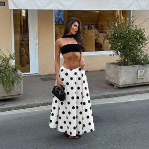 กระโปรงทรงเอลายจุดสไตล์ฝรั่งเศสแบบออเดรย์ เฮปเบิร์น เอวต่ำ ทรงหลวม กระโปรงยาวปานกลางสำหรับฤดูใบไม้ร่วง - Product Image 4