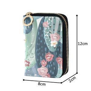 Custom Print Zipper Card Holder PU Leather Wallet Purse Floral Pattern Short <b>Coin</b> <b>Case</b> for Women and Unisex - Product Image 4