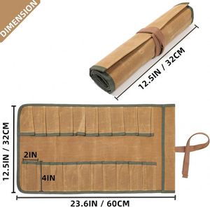 Muestra gratuita: Bolsa enrollable con cremallera para herramientas, 5 bolsillos, organizador de herramientas de lona, bolsa enrollable portátil para herramientas - Product Image 1