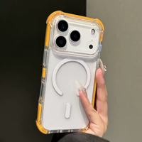 Coque transparente magnétique en acrylique couleur bonbon pour iPhone 17 Pro Max 16 Pro Max 15 Pro Max, protection anti-chute aux quatre coins