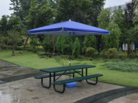 Mobilier d'extérieur en acier déployé 6 pieds 8 pieds de long Tables à manger commerciales pour pique-nique avec bancs