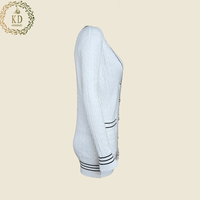 KD – pull personnalisé à manches longues, tricot torsadé, poche rayée, col en V, boutons, Cardigan oversize