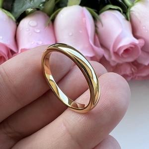 쿨스타일 3mm 텅스텐 골드 도금 레이어드 패션 웨딩 밴드 반지 - Product Image 3