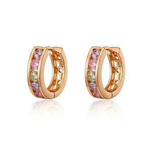 A01 Xupingショープロモーション価格Jewelry 18K Gold Plated Fashion HuggiesカラーストーンEarring For Women