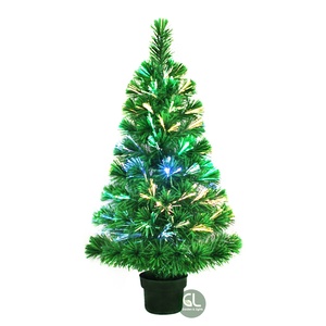 Petit arbre de table de noël artificiel en fibre optique LED pré-décoré bon marché - Product Image 1