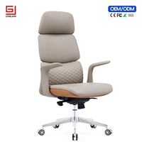 Chaise de bureau de direction inclinable de luxe avec roulettes, dossier haut, pivotante, en cuir, pour manager, PDG, bureau d'ordinateur