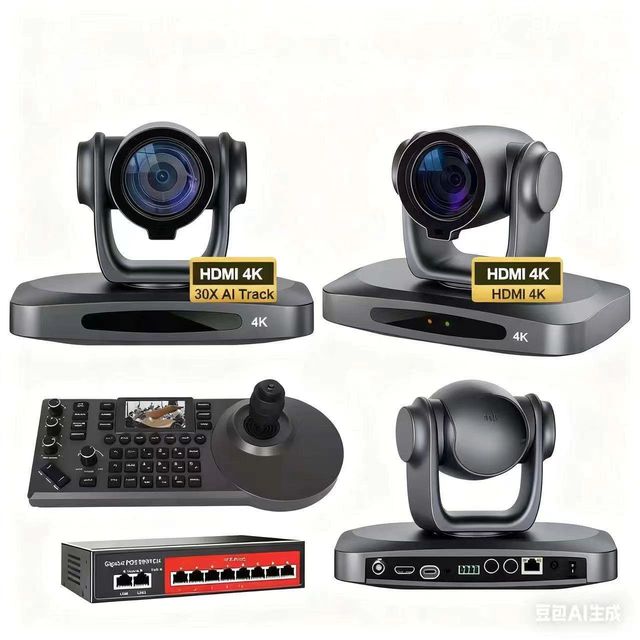 USD1198 Free ship 4 pcs 4K 30X Optical Zoom PTZ Camera AI tracking with hd mi lan usb poe and a IP PTZ Controller poe switch Kit