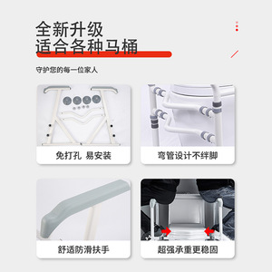 Toilet <b>Grab</b> <b>Bar</b> For Elderly 136kg Load Capacity Adjustable Width Anti Slip Aluminum Alloy Bathroom Safety Rail - Product Image 4