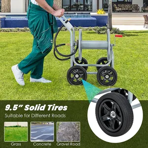 JH-Mech chariot de tuyau d'eau extérieur pour plantation d'eau peut contenir 330 pieds de tuyau robuste à 4 roues chariot de dévidoir de tuyau d'arrosage pour jardin pelouse ferme