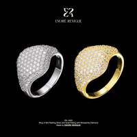 Bague Iced Out Micro Pave Starry VVS Moissanite en Argent Sterling 925 Plaqué Or pour Hommes, Bijoux de Luxe Hip Hop