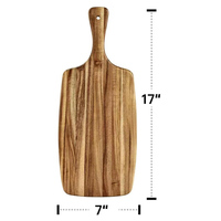 Tabla de Cortar de Madera de Acacia Deqian con Asa, 15.7 x 7.8 Pulgadas, Tabla de Servir Sólida para Cocina, Tablas para Cortar Pizza y Pan, 1.5 cm de Grosor