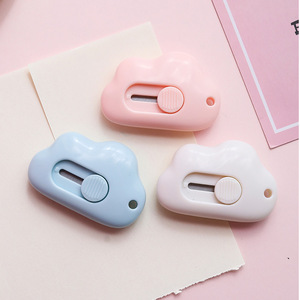 Cloud Shape Mini <b>Craft</b> <b>Knife</b> Portable Utility <b>Knife</b> For Students Office Unpacking Packages Matte Pink Blue White Colors - Product Image 1