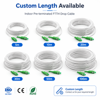 Kabel Fiber Optik FTTH Pre-Terminasi Dalam Ruangan UKCC GJXH GJXFH SC APC G657A2 LSZH Panjang Sesuai Pesanan