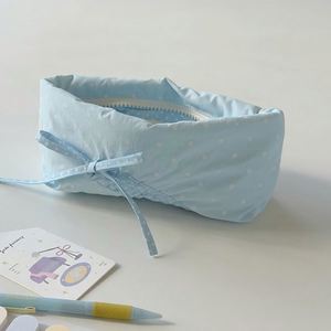 Cute Fabric Pencil Pouch With Ribbon Bow Stylish Stationery Organizer Portable Pen <b>Bag</b> for Girls Daily Use,Pen <b>Bag</b> for Students - Product Image 3