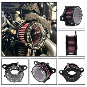 Kit de filtro de aire transparente CNC para motocicleta Harley XL883 XL1200, filtro de aire retro vintage, elemento filtrante rojo - Product Image 3