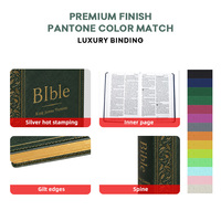 Bible personnalisée de luxe en cuir PU noir, couverture rigide, service d'impression, vente en gros OEM, pour églises
