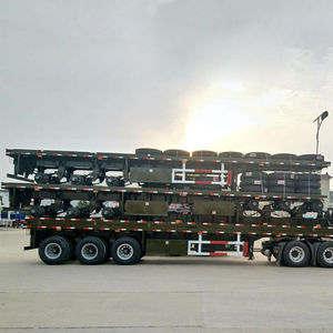 Kualitas Tinggi 60ton Sampai 80 Ton 40ft Flatbed Container Semi <span class=keywords><strong>Trailer</strong></span> Cargos Truk Transparan Sasis dengan Kunci Kontainer - Product Image 3