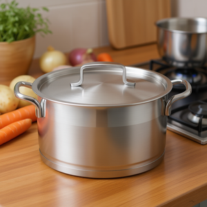 Meat Pot Crete Stainless Steel Roasting <b>Pan</b> With Lid For Cooking Meat And Vegetables - Product Image 3