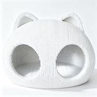 ODM White Cow Poteau à gratter pour chat 60 cm en carton ondulé fait main haut de gamme, design oreilles de chat, tête de chat, nez de cochon, style BB, pour porte