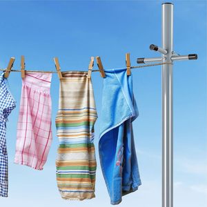 2.4m grands ensembles d'outils de <span class=keywords><strong>jardin</strong></span> cordes à <span class=keywords><strong>linge</strong></span> robuste PVC galvanisé poteau en acier 30M ligne organisateur de vêtements d'extérieur - Product Image 3