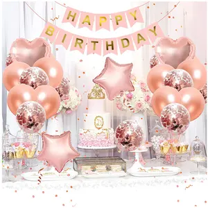 生日快乐1岁玫瑰金乳胶纸屑气球40英寸数字箔气球派对庆典用品需求