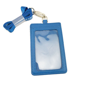 Factory Customized Leather Aviation <strong>Lanyard</strong> ID Badge Cover Advertising Leather ID Card Holder <strong>Police</strong> PU Working Card Holder - Product Image 4