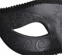 Masque semi-couvrant de style vénitien simple pour bal masqué et fête de mariage - Bandeau décoratif scintillant écologique et réutilisable