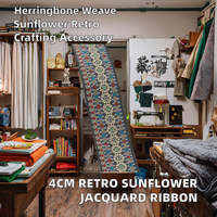 Ruban jacquard rétro tournesol 4 cm, style chevrons, accessoires de dentelle faits main pour le bricolage, pour textiles de maison, fenêtres, vêtements, sacs, chaussures