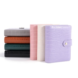 Faux <span class=keywords><strong>Croc</strong></span> cousu à la main 6 anneaux argent organisateur A7 portefeuille liant A7 spirale papier Journal cadeau journaux Journal rechargeable - Product Image 1