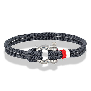 กำไลข้อมือเงินแบบปรับได้ สแตนเลสสตีล สายถักแบบมารีน กำไลสองชั้นแบบมิลาน สำหรับผู้ชาย ผู้หญิง ของขวัญเครื่องประดับ - Product Image 5