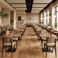 Ensemble de mobilier d'extérieur modulaire commercial moderne J2S pour restaurant, canapé banquette, chaise en rotin, table en bois pour projet de café de jardin