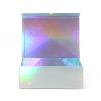 Boîte cadeau magnétique pliable holographique personnalisée avec ruban pour vêtements, cosmétiques, produits électroniques