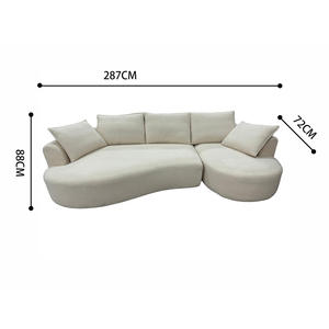 Juego de sofá de esquina Sherpa curvo de tela Simple nórdica modular seccional para Hotel/apartamento Villa sala de estar/comedor madera decorativa - Product Image 6