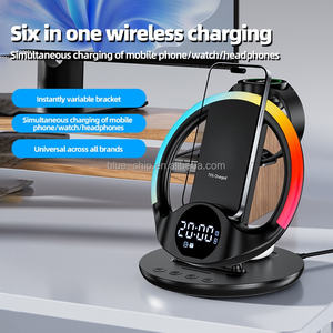 Réveil numérique pliable de bureau <span class=keywords><strong>7</strong></span> en 1, chargeur sans fil, station de charge rapide 15W pour <span class=keywords><strong>iPhone</strong></span>, Samsung, téléphone portable, montre intelligente - Product Image 6